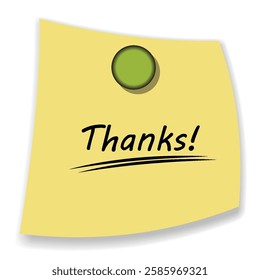Thanks yellow note on white vector illustration design background
