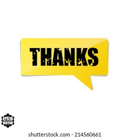 Thanks yellow speech bubble - vector.