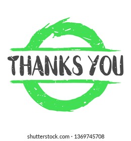 Thanks You Graphic Mark Stamp. Doodle Label Symbol. Grunge Brush Art.