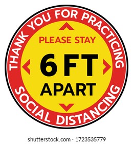 Thanks You For Practicing Social Distancing Floor sticker Sign,Social distancing. Footprint sign. Keep 6 Feet Apart Reminder Sign. Coronavirus epidemic protective.-Vector illustration 