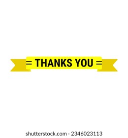 Thanks You In Yellow Ribbon Rectangle Shape With Black Line For Grateful
