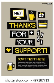 Thanks For Your Support! (Vector Illustration Design Template For Social Networks Thanking a Large Number of Subscribers or Likes Quote Poster Design)