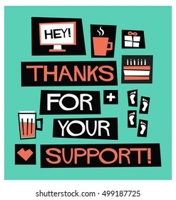 Thanks For Your Support! (Vector Illustration Design Template For Social Networks Thanking a Large Number of Subscribers or Likes Quote Poster Design)