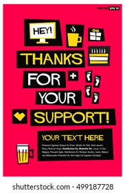 Thanks For Your Support! (Vector Illustration Design Template For Social Networks Thanking a Large Number of Subscribers or Likes Quote Poster Design)