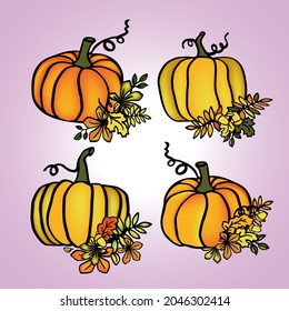 Thanksgiven pumpkin set for autumn decor 