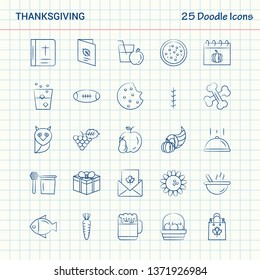 Thanksgiving  25 Doodle Icons. Hand Drawn Business Icon set