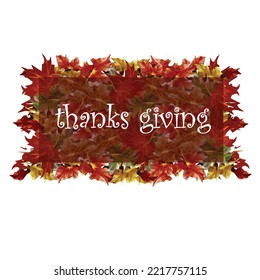 Thanksgiving abstract leaves background  Handwritten modern Calligraphy lettering. Holiday template for greeting card, invitation, banner, etc.