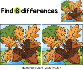 Fruta De Acorn De Acción De Gracias Encuentra Las Diferencias