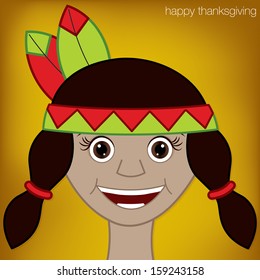 Thanksgiving American Indian woman character in vector format.