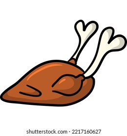 Thanksgiving appetizing fried turkey meal icon. Vector illustration outlined