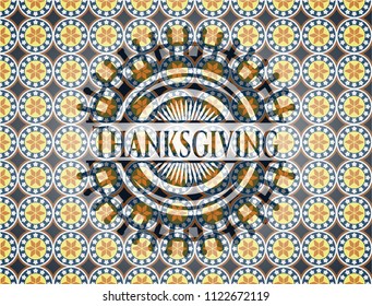 Thanksgiving arabic emblem background. Arabesque decoration.
