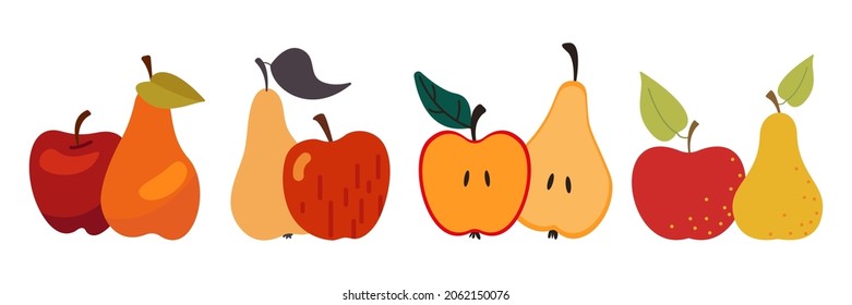 Thanksgiving. Autumn apple and pear harvest illustration with a Jar and Fruits