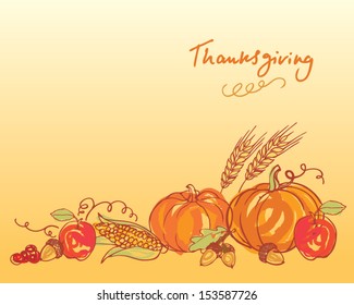 Thanksgiving autumn background vector illustration