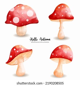 Thanksgiving autumn elements, mushroom watercolor, Thanksgiving Vector illustration
