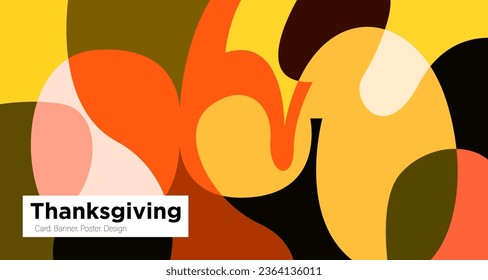Thanksgiving and autumn  greeting  card and banner background design template in orange colors