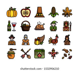 Thanksgiving and autumn season icon, vector and illustration