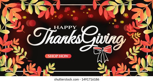 Thanksgiving background. Autumn inscription. "Thanksgiving" text, can be used for banners, web templates, posters, leaflets, advertisements.