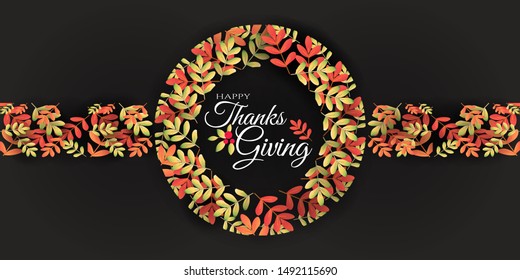 Thanksgiving background. Autumn inscription. "Thanksgiving" text, can be used for banners, web templates, posters, leaflets, advertisements.