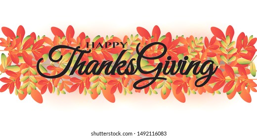 Thanksgiving background. Autumn inscription. "Thanksgiving" text, can be used for banners, web templates, posters, leaflets, advertisements.