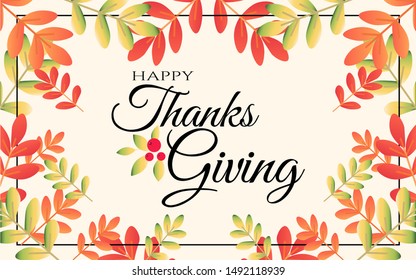 Thanksgiving background. Autumn inscription. "Thanksgiving" text, can be used for banners, web templates, posters, leaflets, advertisements.