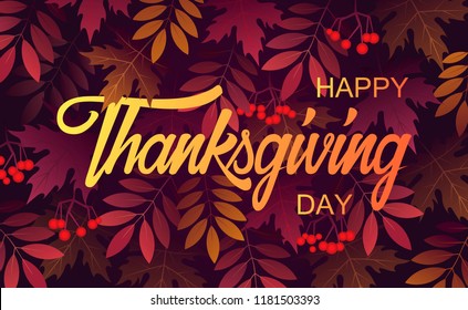 Thanksgiving background. autumn leaves. vector illustration