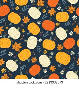 Thanksgiving Background, Autumn Pumpkin Seamless Repeat Pattern