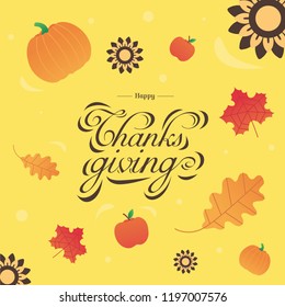Thanksgiving Background With Calligraphy Flower