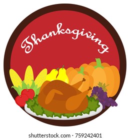 Thanksgiving background or circular badge