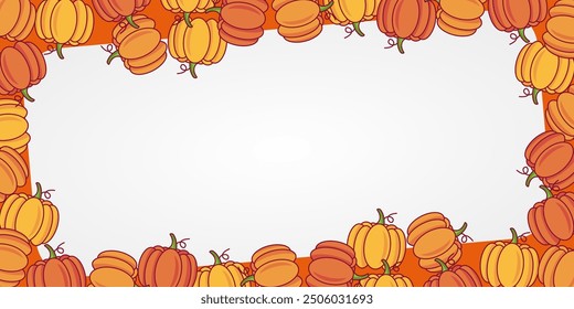 thanksgiving background with copy space area, design with orange pumpkin pattern. template for banner, greeting card, flyer, social media, presentation, web.