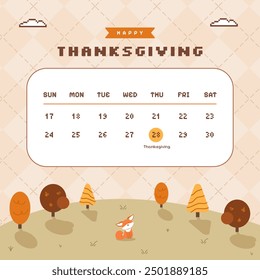 Thanksgiving background with cute y2k retro 90s design