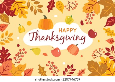 Thanksgiving Background Illustration with Autumn Leaves