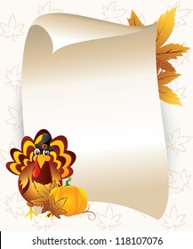 Thanksgiving background with paper and turkey