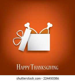 Thanksgiving background with turkey legs in a gift box. Eps10 vector illustration