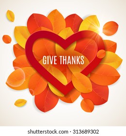 Thanksgiving background. Vector autumn leaves. Happy Thanksgiving banner