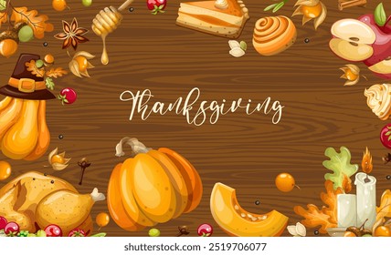 Thanksgiving-Hintergrund. Vektorgrafik, Handzeichnung, isolieren.