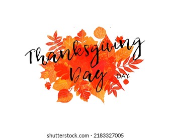 Thanksgiving background. Watercolor autumn leaves. Vector illustration EPS 10