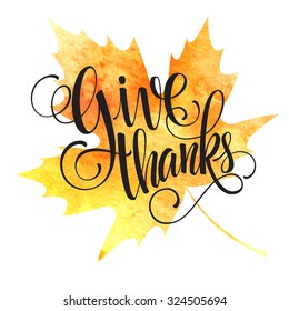 Thanksgiving background. Watercolor autumn leaves. Vector illustration EPS 10