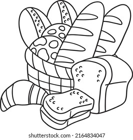 Thanksgiving Baked Bread Isolated Coloring Page