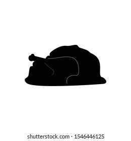Thanksgiving baked turkey sign. Black on white background
