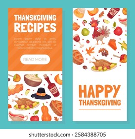 Thanksgiving Banner with Autumn Fest Object Vector Template