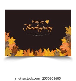Thanksgiving banner background vector illustration, poster, card, template with autumn leaves