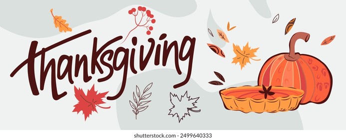  Thanksgiving  banner or poster background for fall sales and festive events, vector  design isolated on white background. Thanksgiving   and Halloween festive banner or flyer design.