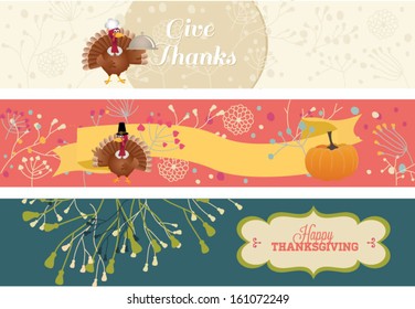 Thanksgiving banners, Vintage happy Thanksgiving Day Labels 