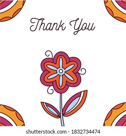 
thanksgiving or birthday greeting card, template with vector image of flower and abstract shapes