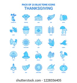 Thanksgiving  Blue Tone Icon Pack - 25 Icon Sets