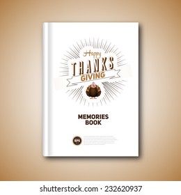 Thanksgiving Book cover, Cartoon of turkey bird for Happy Thanksgiving celebration, can be use as flyer, poster or banner.