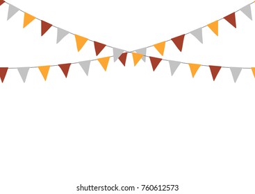 Thanksgiving bunting flags. Holiday decorations. Vector illustration