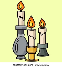 Thanksgiving Candle Centerpiece Colored Cartoon