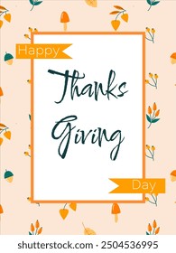 Thanksgiving card with background with autumn leaves