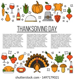Thanksgiving card concept. Vector illustration for design and web,